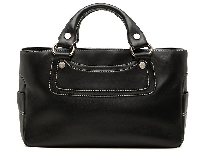 Céline Borsa a mano Celine Boogie in pelle nera Nero