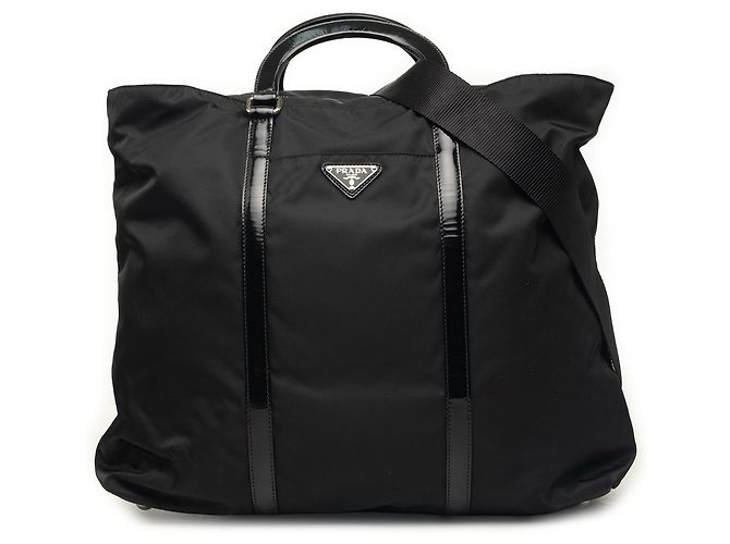 Borsa tote convertibile Prada in Tessuto nero