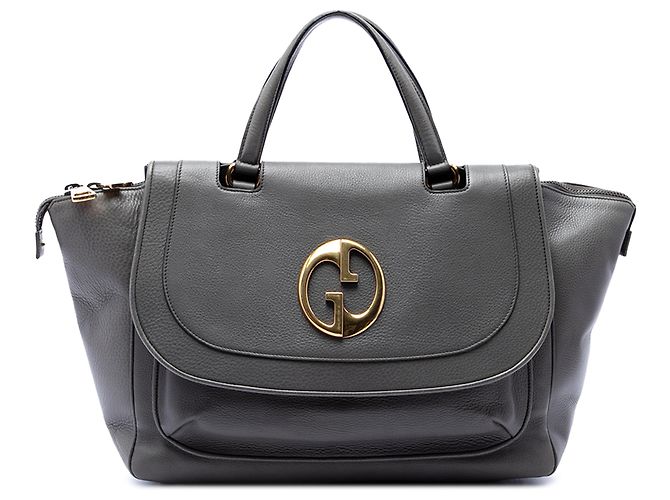 Bolsa Gucci 1973 média em couro de bezerro cinza Marrom Cinza antracite
