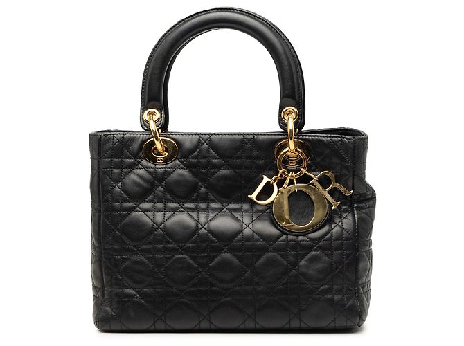 Dior Black Medium Lambskin Cannage Lady Dior Schwarz