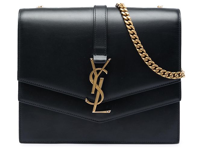 Saint Laurent Sulpice Crossbody in pelle monogramma nera Medium Nero