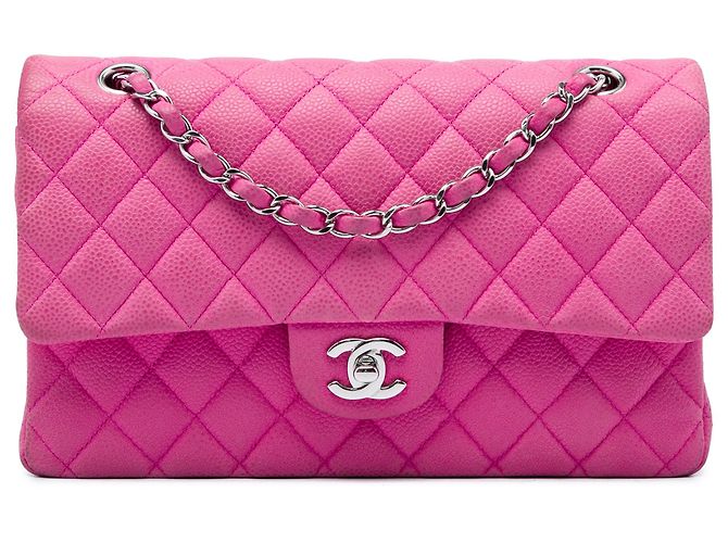 Chanel Pink Medium Classic Caviar Double Flap Rose