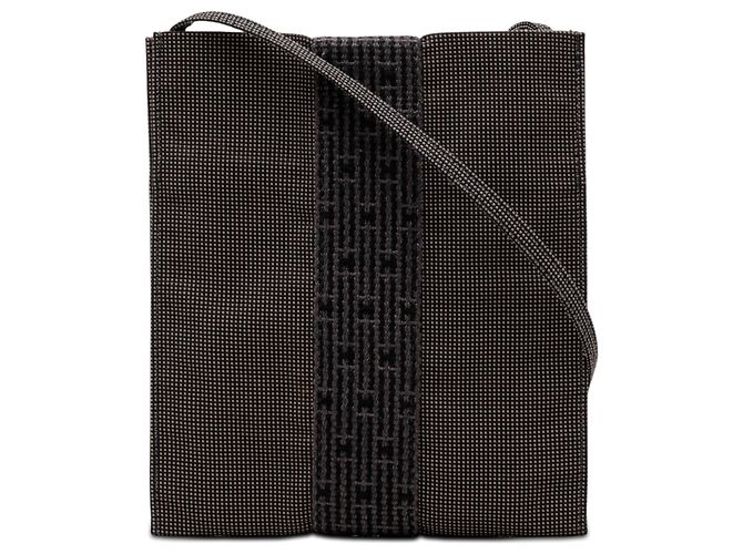 Hermès Pochette Herline em lona cinza Marrom
