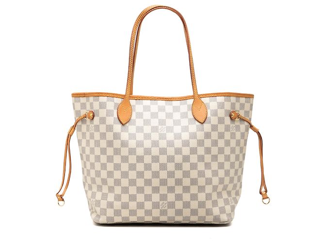 Louis Vuitton White Damier Azur Neverfull MM Bianco