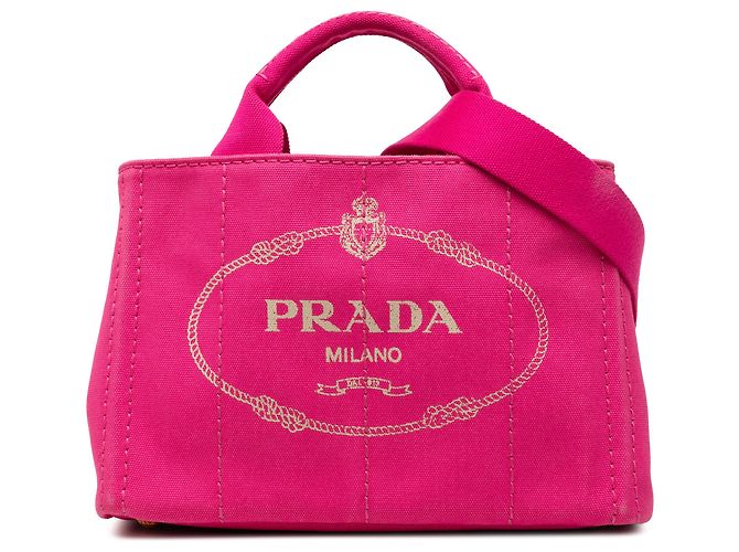 Saco Tote Prada Small Canvas Canapa Logo Rosa