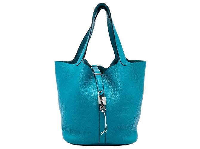 Hermès Blue Clemence Picotin Lock 22 Bleu Turquoise