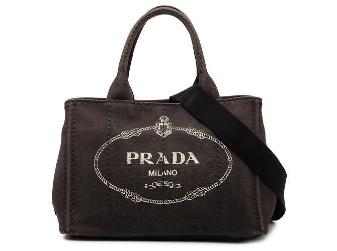 Borsa Tote Prada Small Canvas Canapa Logo Nera Nero