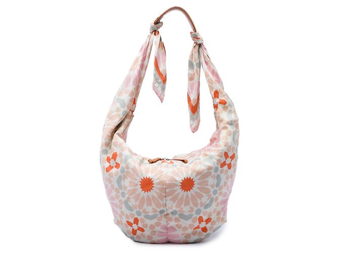 Bolso Hobo LOEWE de seda estampada Anagram blanco