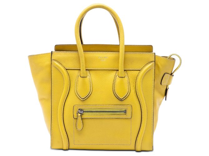 Céline Celine Yellow Micro Leather Luggage Tote
