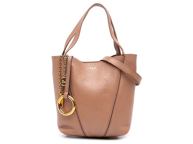 Mala Spin Chloé em pele de vitelo granulada castanha Small Marrom Carne