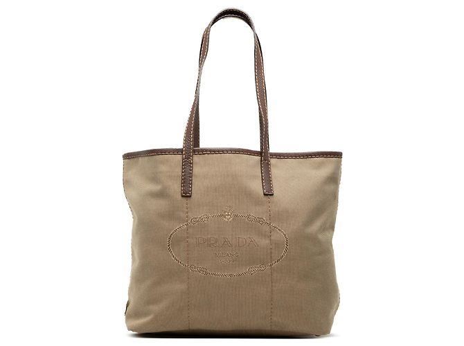 Prada Brown Canvas Canapa Logo Tote