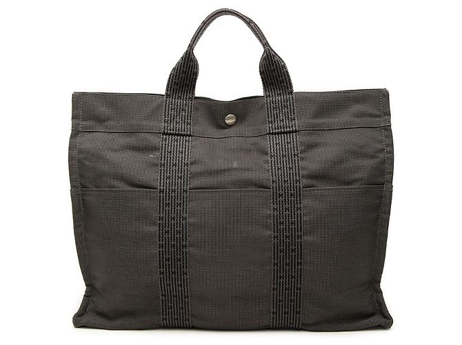 Hermès Gray Canvas Herline MM Marron Gris anthracite