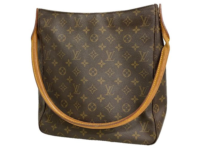 Bolso de hombro Louis Vuitton Monogram Looping GM Castaño
