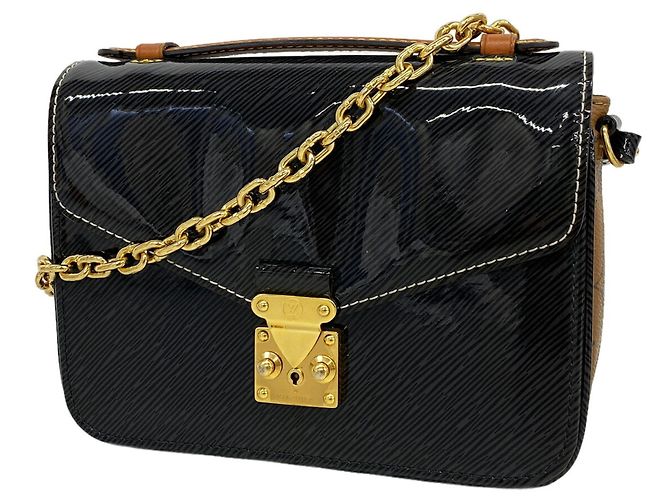 Louis Vuitton Shiny Epi Monogram Reverse Pochette Metis MINI Noir