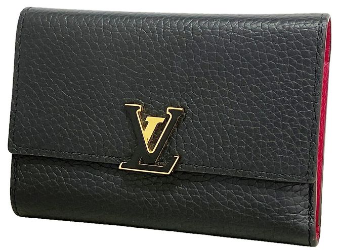 Capucines Louis Vuitton Tri-fold Wallet Black Pink