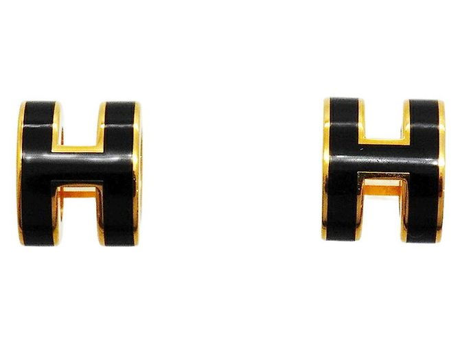 Hermès Orecchini Hermes Mini Pop H Nero D'oro