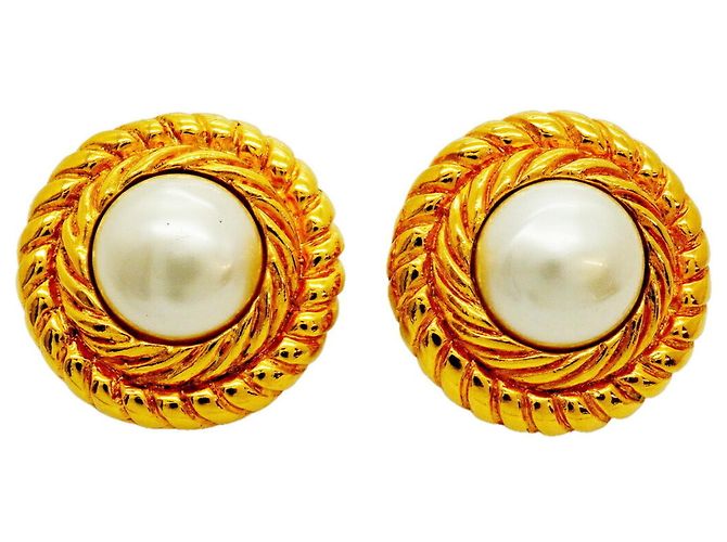 Orecchini a cerchio placcati oro Chanel D'oro