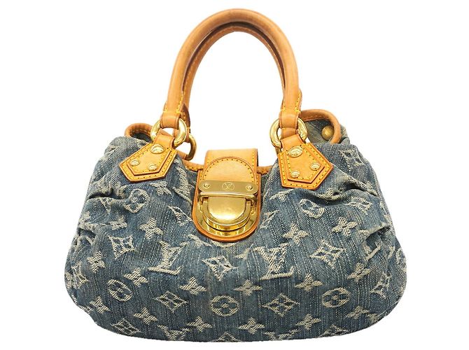 Louis Vuitton Monogram Denim Pleaty Handtasche Blau