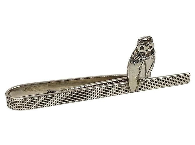 Hermès Hermes Silver Owl Tie Clip Silvery