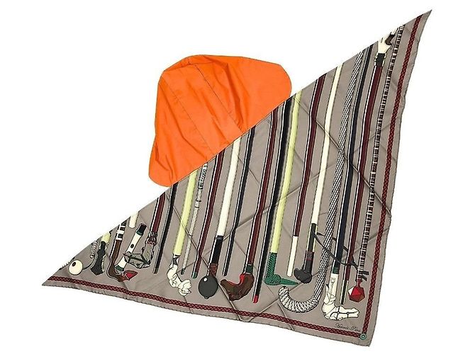 Pañuelo Triangular Petit H Hermès Castaño Naranja