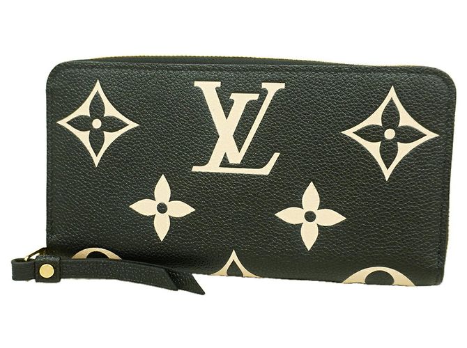 Louis Vuitton Monogram Empreinte Bicolor Zippy Wallet Black Beige