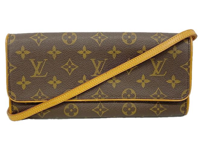 Borsa a tracolla Louis Vuitton Monogram Pochette Twin GM Marrone