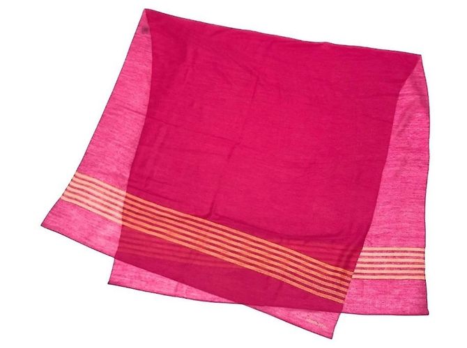 Hermès Hermes Plume Stitched Stola aus Kaschmir und Seide Pink Gelb