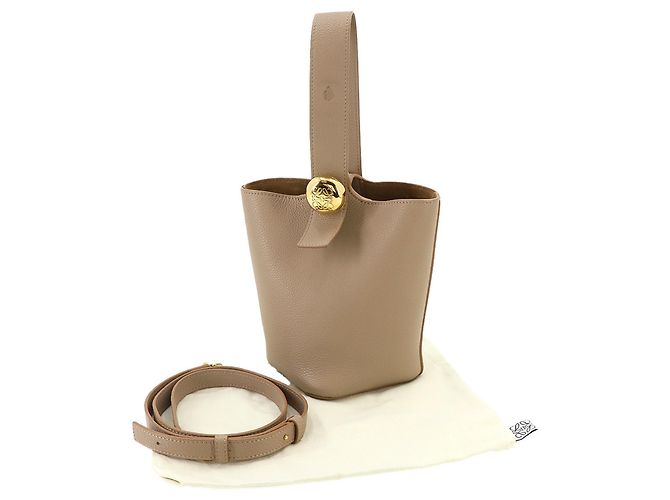 Bolsa Bucket Mini Pebble Loewe Areia
