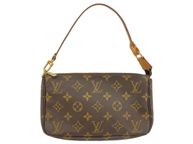 Louis Vuitton Monogram Pochette Accessoires Pouch Castaño