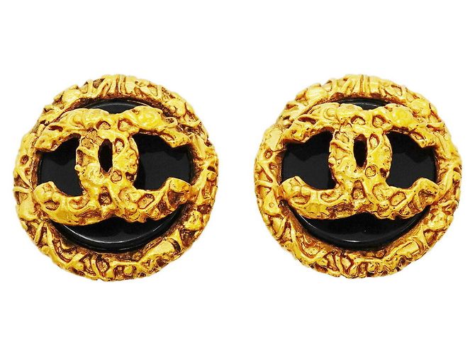 Orecchini a clip Chanel placcati oro e neri Nero D'oro