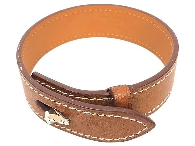 Hermès Pulseira de Charms em Couro Hermes Marrom Camelo