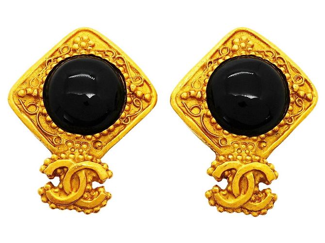 Orecchini a clip Chanel neri e oro Nero D'oro
