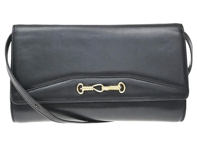Céline Celine Flap Shoulder Leather Preto