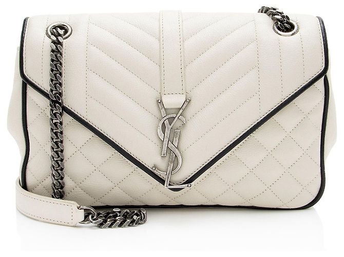 Borsa a tracolla Soft Medium in pelle di vitello matelassé con monogramma Saint Laurent Nero