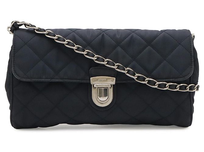 Borsa a tracolla con catena Prada Blu