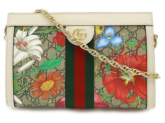 Borsa a tracolla con catena Gucci Ophidia GG Flora Multicolore