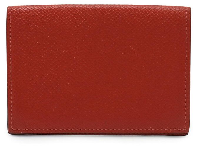Tarjetero Hermès Rojo de Piel de Vitello Pony Roja