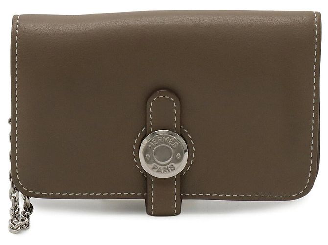 Hermès Monedero Hermes Dogon Castaño Beige