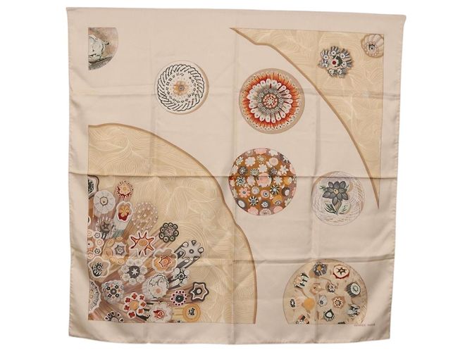 Hermès HERMES Carré 90 Foulard Soie Beige