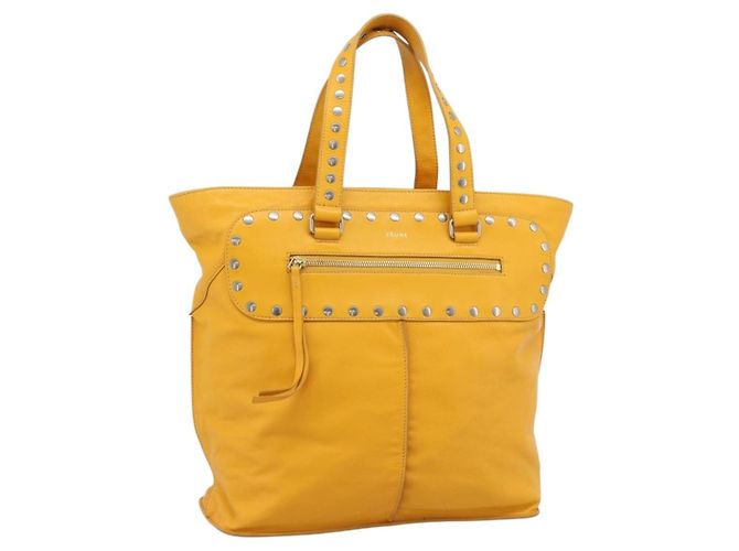 Céline CELINE Hand Bag Leather Yellow Silver