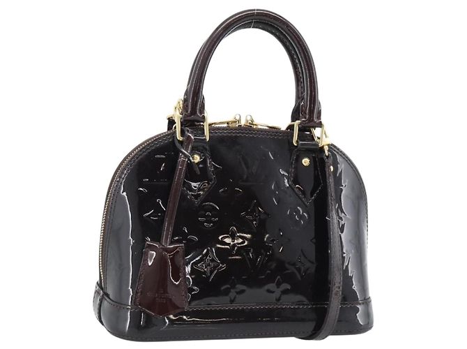 LOUIS VUITTON Monogram Vernis Alma BB Hand Bag Amarante M91678 LV
