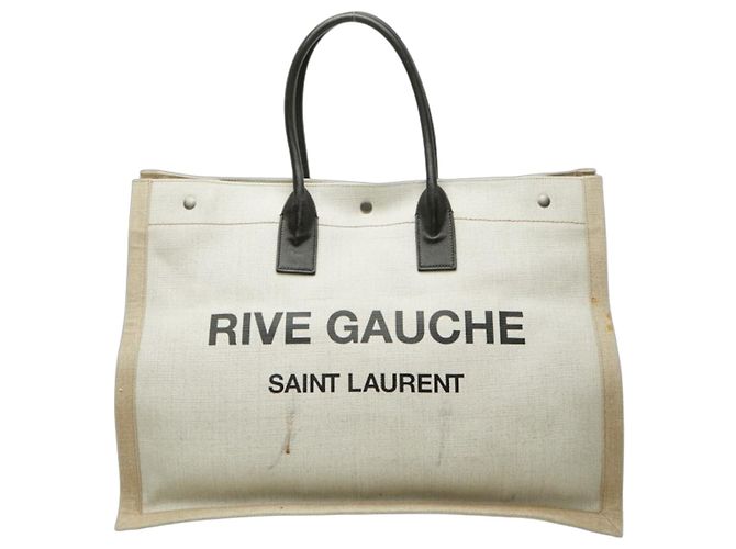 Saco Tote Saint Laurent Rive Gauche Branco Bege