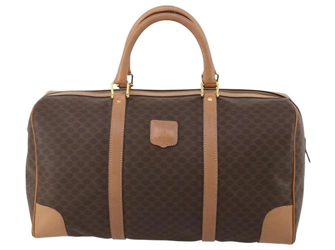 Céline Celine Vintage Duffle Canvas and Leather Marron
