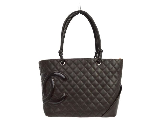 Chanel Cambon Tote aus gestepptem Leder Large Braun