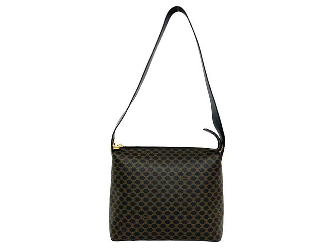 Céline Bolsa de Ombro CELINE Macadam Blazon Triomphe Pattern Marrom Preto