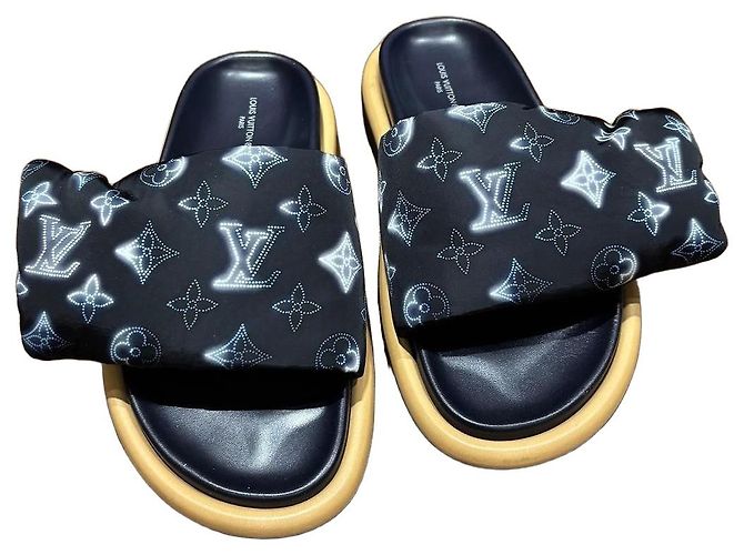 Ciabatte Louis Vuitton Monogram Bow Blu Monogramma
