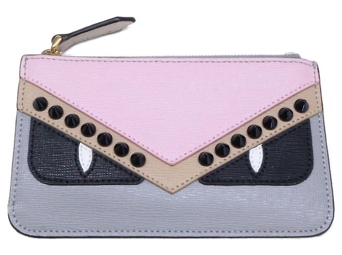 Fendi Key Case Pouch Pink Beige Brown