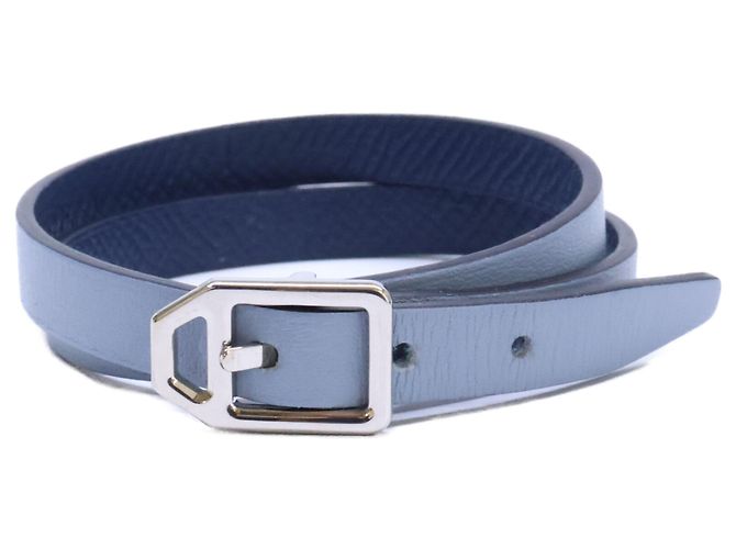 Hermès Bracciale Double Tour in pelle C-Stamp Hermes Blu navy Blu chiaro