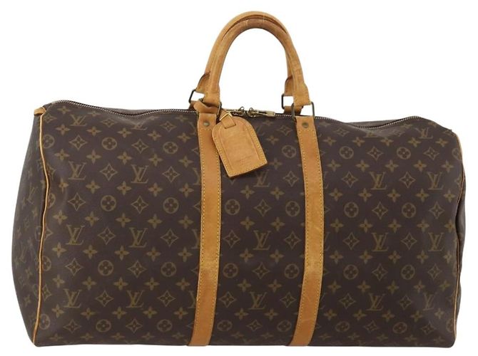 LOUIS VUITTON Monogram Keepall 55 Boston Bag M41424 LV Auth 195357 Monograma
