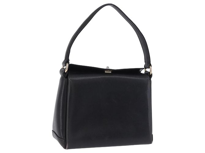 Bolsa GUCCI em couro preto e dourado Auth 197873